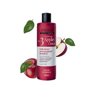 شامپو ضد شوره و لایه بردار اوربن کر حاوی سرکه سیب مناسب کف سر دارای شوره و خارش حجم ۳۵۰ میل