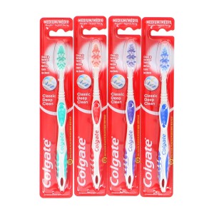مسواک کلگیت مدل Classic Deep Clean برس مدیوم با الیاف پاک کننده عمیق (تنوع رنگی رندوم)