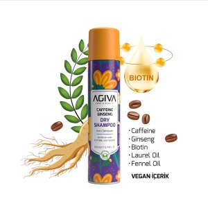 شامپو خشک انرژی‌بخش و تقویت‌کننده آگیوا مدل Caffeine Ginseng حاوی کافئین حجم ۲۰۰ میل