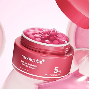 کرم کپسولی ضد لک و روشن کننده مدی کیوب مدل TXA Niacinamide Capsule با خاصیت جوانسازی وزن ۵۵ گرم