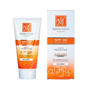 ضد آفتاب بی‌رنگ مای SPF30 با خاصیت ضد آب و تعریق و رطوبت‌رسان با عصاره آلوئه‌ورا حجم ۵۰ میل