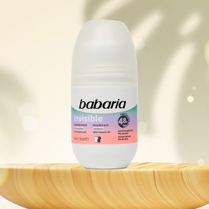 رول ضد تعریق ۴۸ ساعته زنانه باباریا مدل Invisible با ویژگی بدون ایجاد لک روی لباس سفید و سیاه حجم ۵۰ میل