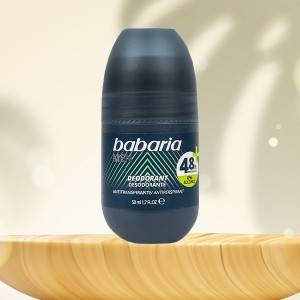 رول ضد تعریق ۴۸ ساعته مردانه باباریا مدل Deodorant Men فاقد الکل و دارای خاصیت آنتی باکتریال و محافظت‌کننده حجم ۵۰ میل