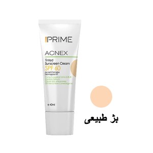 کرم ضد آفتاب رنگی پرایم مدل Acnex مناسب پوست چرب و مختلط کنترل کننده ترشح سبوم با SPF 60 حجم ۴۰ میل