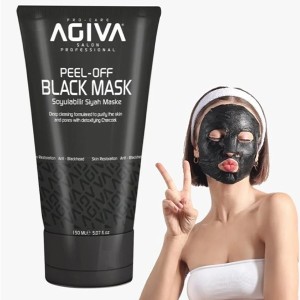 ماسک لایه‌بردار ذغال آگیوا مدل PEEL OFF BLACK MASK مناسب انواع پوست پاکسازی عمیق جوش‌های سرسیاه حجم ۱۵۰ میل