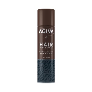اسپری پرپشت‌کننده مو آگیوا مدل HAIR FIBER SPRAY رنگ قهوه‌ای متوسط  مناسب انواع مو با جلوه طبیعی و ضدآب حجم ۱۵۰ میل