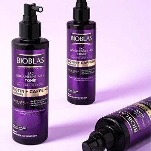 تونیک تقویت‌کننده و ضد ریزش مو بیوبلاس مدل BIOTIN + CAFFEINE حاوی آرژنین مناسب انواع مو حجم ۲۰۰ میل