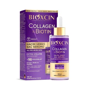 سرم موی حجم‌دهنده و ضخیم‌کننده بیوکسین مدل COLLAGEN & BIOTIN با تکنولوژی EXTRA VOLUME حاوی پپتیدهای مغذی حجم ۱۰۰ میل