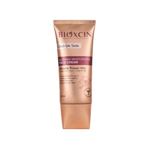 کرم مرطوب‌کننده و درخشان‌کننده صورت بیوکسین مدل GOLD ON SKIN حاوی هیالورونیک اسید و ویتامین B5 مناسب انواع پوست حجم ۵۰ میل