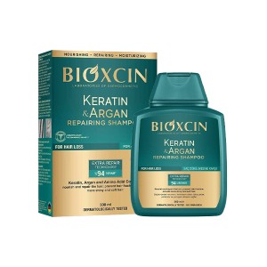 شامپو ترمیم‌کننده و ضد ریزش بیوکسین مدل KERATIN & ARGAN حاوی کراتین و روغن آرگان با خاصیتِ بازسازیِ ۹۴ درصدی حجم ۳۰۰ میل