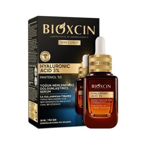 سرمِ آبرسانِ متمرکز و پُرکننده‌یِ تخصصی بیوکسین مدل HYALURONIC ACID3% حاوی پانتنول جهتِ رفعِ خشکی و جوانسازی حجم ۳۰ میل