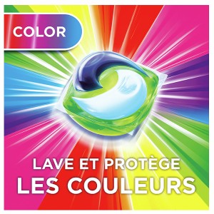 قرص ماشین لباسشویی آریل مدل COLOUR 3IN1 PODS لکه‌بر قوی و تثبیت‌کننده درخشش پارچه‌های رنگی تعداد ۵۸ عددی