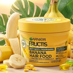 ماسک مو ترمیم کننده گارنیه مدل Banana Hair Food مخصوص موهای بسیار خشک با تغذیه ۷ برابری حجم ۴۰۰ میل