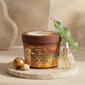 ماسک مو ضد وز ۴۸ ساعته گارنیه مدل Macadamia Hair Food مخصوص موهای وز و خشک حجم ۴۰۰ میل