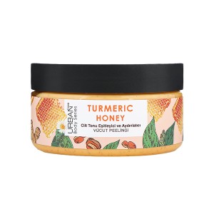 اسکراب بدن روشن‌کننده و یکدست‌کننده اوربن کر مدل TURMERIC HONEY حاوی زردچوبه و عسل حجم ۲۰۰ میل