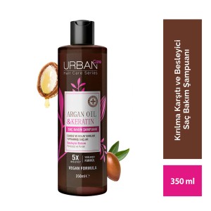 شامپو بازسازی‌کننده و درخشان‌کننده مو اوربن کر مدل ARGAN OIL & KERATIN حاوی روغن آرگان و کراتین حجم ۳۵۰ میل