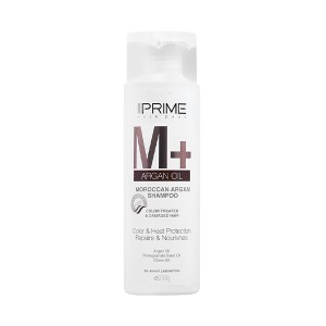 شامپو تقویت کننده مو پرایم مدل M+ حاوی روغن آرگان مناسب موی خشک، رنگ شده و آسیب دیده حجم ۲۵۰ میل