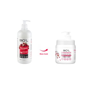 ماسک موی داخل حمام بیول مدل Pomegranate حاوی عصاره انار و کراتین مناسب موهای رنگ شده و آسیب دیده حجم ۸۰۰ میل