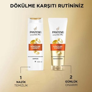 شامپو ضد ریزش پنتن مدل DÖKÜLME KARŞITI با عملکرد ۳ در ۱ حاوی کمپلکس پرو-وی Active Nutri-Plex حجم ۴۰۰ میل