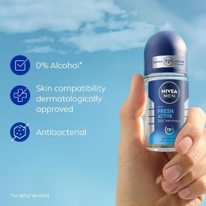 رول ضدتعریق مردانه نیوآ مدل FRESH ACTIVE با ویژگی طراوت اقیانوسی و تکنولوژی اینفینی‌فرش با پایداری ۷۲ ساعته حجم ۵۰ میل