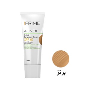 کرم ضد آفتاب رنگی پرایم مدل Acnex مناسب پوست چرب و مختلط کنترل کننده ترشح سبوم با SPF 60 حجم ۴۰ میل