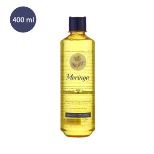 شامپو حجم دهنده و انرژی بخش مورینگا حاوی روغن مورینگا و کافئین مناسب پوست سر خشک و حساس