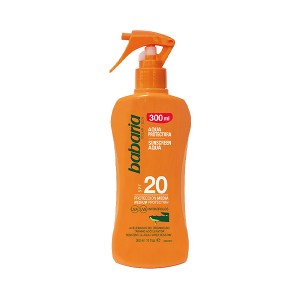 اسپری ضد آفتاب بی رنگ باباریا مدل Aloe Vera با SPF SPF 20 مناسب دست و صورت و بدن حجم 300ml