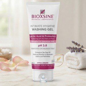 ژل شستشوی بانوان بیوکسین مدل Lactic Acid & Probiotics با خاصیت التیام‌بخش و تنظیم‌کننده pH مناسب پوست حساس حجم 200ml