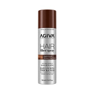 اسپری پرپشت‌کننده مو آگیوا مدل HAIR FIBER SPRAY رنگ قهوه‌ای متوسط  مناسب انواع مو با جلوه طبیعی و ضدآب حجم ۱۵۰ میل