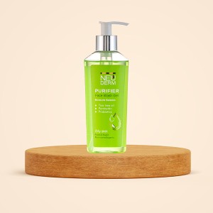 ژل شستشوی صورت ضد جوش و کنترل‌کننده چربی نئودرم مدل Tea Tree Oil حاوی روغن درخت چای مناسب پوست‌های چرب و مختلط حجم 200ml