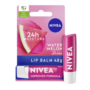 بالم لب نرم‌کننده و درخشان‌کننده نیوآ مدل Watermelon Shine با رنگ صورتی ملایم و SPF 15 وزن 4.8 گرم