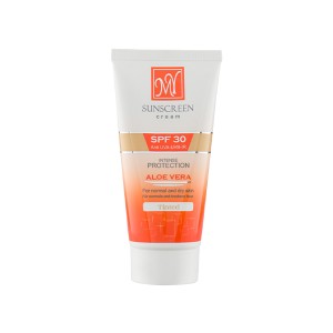 ضد آفتاب بی‌رنگ مای SPF30 با خاصیت ضد آب و تعریق و رطوبت‌رسان با عصاره آلوئه‌ورا حجم ۵۰ میل