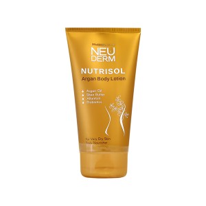 لوسیون مرطوب‌کننده و بازسازی‌کننده بدن نئودرم مدل Nutrisol Argan تغذیه‌کننده پوست‌های خیلی خشک حجم 150ml