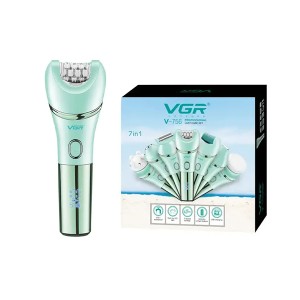 ماشین اصلاح و ست زیبایی ۷ کاره بانوان وی جی آر مدل VGR V-756 ضدآب با قابلیت اپیلیدی، شیور، فیس‌براش و سوهان پا