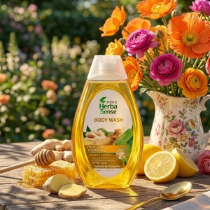 شامپو بدن با رایحه انرژی‌بخش آردن هرباسنس حاوی عصاره جینسینگ و علف لیمو، طراوت‌بخش و پاک‌کننده ملایم حجم ۴۰۰ میل