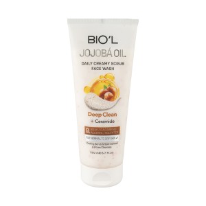 شوینده و اسکراب کرمی صورت بیول مدل Jojoba Oil مناسب پوست نرمال تا خشک با روغن جوجوبا حجم ۲۰۰ میل