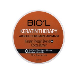 ماسک مو داخل حمام بیول مدل Keratin Therapy ترمیم‌کننده و احیاکننده مناسب موهای آسیب‌دیده و رنگ‌شده حجم ۲۲۰ میل