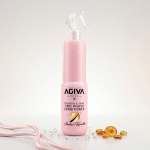 اسپری دوفاز مو آگیوا مدل Amino Keratin ترمیم‌کننده و محافظ حرارتی مناسب موهای آسیب‌دیده و شکننده حجم ۴۰۰ میل