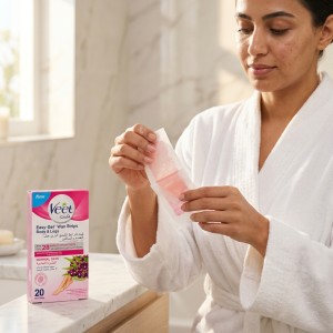 نوار موبر ویت مدل Normal Skin مخصوص بدن و پا حاوی شی‌باتر و عصاره آسایی بری بسته ۲۰ عددی