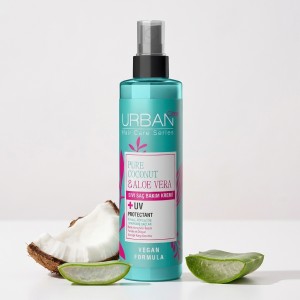 اسپری نرم کننده و آبرسان مو اوربن کر مدل Pure Coconut and Aloe Vera مناسب موهای رنگ شده حجم ۲۰۰ میل