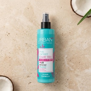 اسپری نرم کننده و آبرسان مو اوربن کر مدل Pure Coconut and Aloe Vera مناسب موهای رنگ شده حجم ۲۰۰ میل