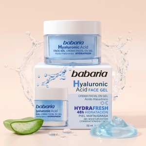 ژل کرم آبرسان و جوان‌ساز حاوی هیالورونیک اسید باباریا مدل Hyaluronic Acid Face Gel Cream حجم 50 میل