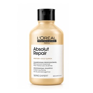 شامپو مو لورآل مدل Absolut Repair ترمیم کننده مو با پروتئین کینوای طلایی مناسب موهای خشک و آسیب دیده حجم ۳۰۰ میل