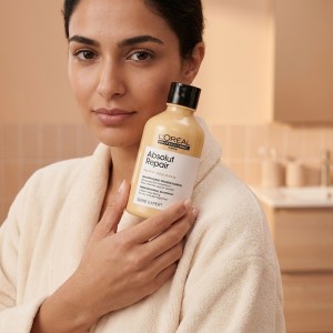 شامپو مو لورآل مدل Absolut Repair ترمیم کننده مو با پروتئین کینوای طلایی مناسب موهای خشک و آسیب دیده حجم ۳۰۰ میل