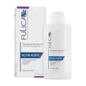 شامپو فولیکا آر ایکس مدل NUTRI-FORTE فاقد سولفات با کراتین و کره شیا مناسب موهای خیلی خشک و آسیب دیده حجم ۲۰۰ میل