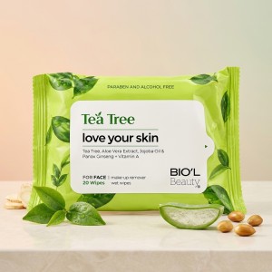 خرید دستمال مرطوب بیول Tea Tree پاک کننده آرایش ضدآب برای پوست چرب