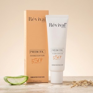 ضد آفتاب پوست چرب و مختلط رویوال مدل PROBIOTIC SPF50 با کنترل چربی و بافت فلوئید بی‌رنگ