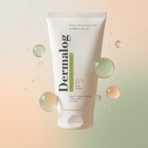 ژل شستشو صورت درمالوگ مدل Facial Deep Cleansing Gel For Oily Skin فاقد صابون و پارابن مناسب پوست چرب حجم ۱۵۰ میل