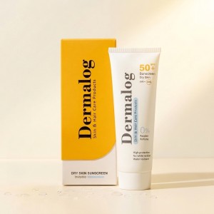 کرم ضد آفتاب بی رنگ درمالوگ مدل Dry Skin SPF50 مناسب پوست خشک حجم ۵۰ میل