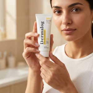 کرم ضد آفتاب رنگی درمالوگ مدل Oil Free SPF50 مات کننده و پوشش دهنده پوست چرب حجم ۵۰ میل
